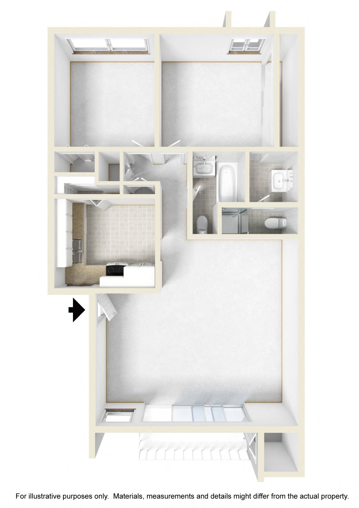 Two Bedroom Floor Plan l Tara Hill Apartments in Anaheim, CA